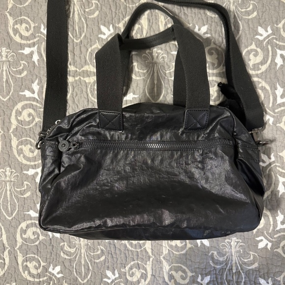 Kipling Defea, Black Metallic Satchel with Monkey and Shoulder Strap, VINTAGE! - Picture 5 of 10